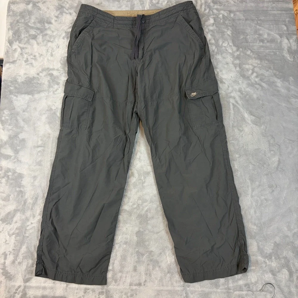 Nike Club Woven Cargo Pants Mens 2XL Loose Gray Athletic Pants Drawstring